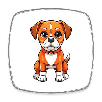 Boxer Hund Niedliche Zeichentrickfigur Kawaii Clipart - Viereckiger Kühlschrankmagnet - Weiß - Vorne