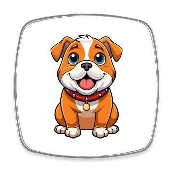 Bulldog Cute Cartoon Character Kawaii Clipart - Square fridge magnet - white - Front