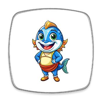 Thunfisch Niedliche Zeichentrickfigur Kawaii Clipart - Viereckiger Kühlschrankmagnet - Weiß - Vorne