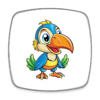 Toucan Cute Cartoon Character Kawaii Clipart - Square fridge magnet - white - Front