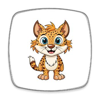 Wilde Katze Niedliche Cartoon Figur Kawaii Clipart - Viereckiger Kühlschrankmagnet - Weiß - Vorne