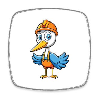 grue mignon personnage de dessin animé Kawaii Clipart - Magnet carré - blanc - Devant