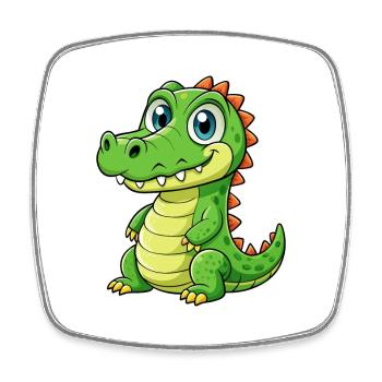 crocodile mignon personnage de dessin animé kawaii clipart - Magnet carré - blanc - Devant