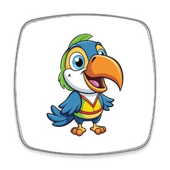 Toucan Cute Cartoon Character Kawaii Clipart - Square fridge magnet - white - Front