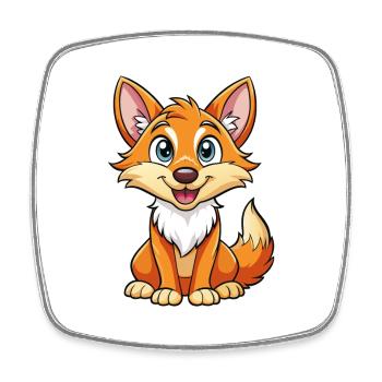 Kojote Niedliche Zeichentrickfigur Kawaii Clipart - Viereckiger Kühlschrankmagnet - Weiß - Vorne