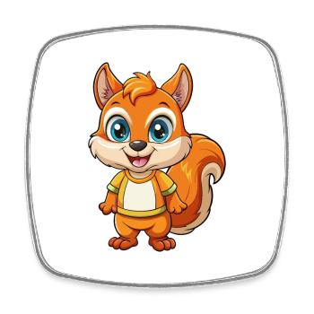Squirrel Cute Cartoon Character Kawaii Clipart - Square fridge magnet - white - Front