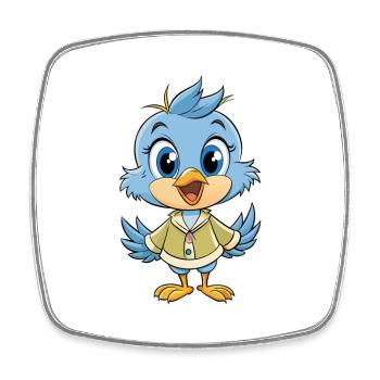 Titmouse Niedliche Cartoon-Figur Kawaii Clipart - Viereckiger Kühlschrankmagnet - Weiß - Vorne