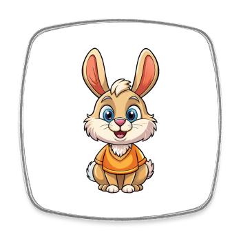 Lapin Mignon Personnage De Dessin Animé Kawaii Clipart - Magnet carré - blanc - Devant