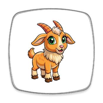 Alpine Goat Cute Cartoon Character Kawaii Clipart - Square fridge magnet - white - Front