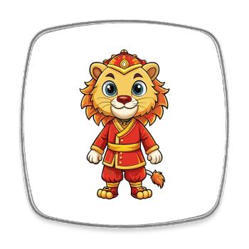 Lion asiatique personnage de dessin animé Kawaii Clipart - Magnet carré - blanc - Devant