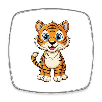 Tiger Cute Cartoon Character Kawaii Clipart - Square fridge magnet - white - Front