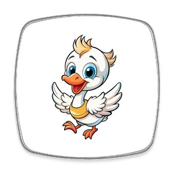 cygne mignon personnage de dessin animé Kawaii Clipart - Magnet carré - blanc - Devant