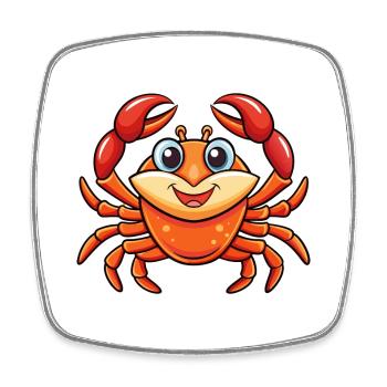 Crab Cute Cartoon Character Kawaii Clipart - Square fridge magnet - white - Front