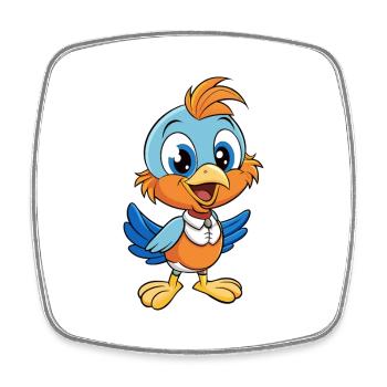 Grive mignon personnage de dessin animé Kawaii Clipart - Magnet carré - blanc - Devant