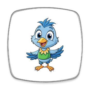 Étourneau mignon personnage de dessin animé Kawaii Clipart - Magnet carré - blanc - Devant