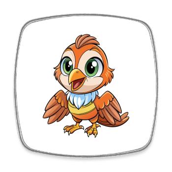 Spatz Niedliche Zeichentrickfigur Kawaii Clipart - Viereckiger Kühlschrankmagnet - Weiß - Vorne