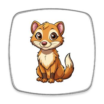 Ferret Cute Cartoon Character Kawaii Clipart - Square fridge magnet - white - Front
