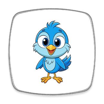 oiseau mignon personnage de dessin animé Kawaii Clipart - Magnet carré - blanc - Devant