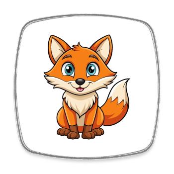 Fuchs Niedliche Zeichentrickfigur Kawaii Clipart - Viereckiger Kühlschrankmagnet - Weiß - Vorne
