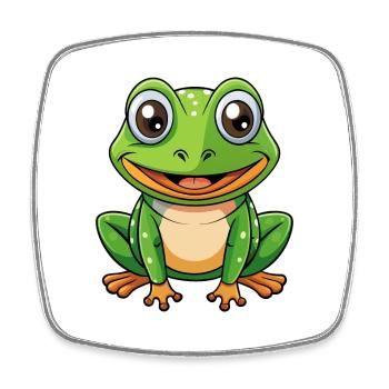 Frog Cute Cartoon Character Kawaii Clipart - Square fridge magnet - white - Front