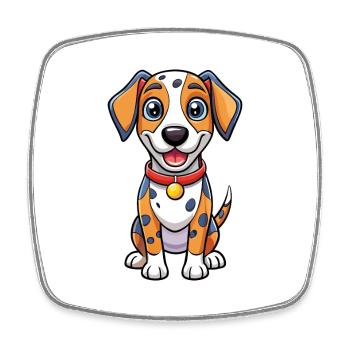 Deutsche Dogge Hund Cartoon Figur Kawaii Clipart - Viereckiger Kühlschrankmagnet - Weiß - Vorne