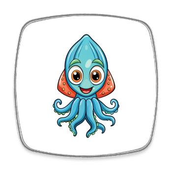 Squid Cute Cartoon Character Kawaii Clipart - Square fridge magnet - white - Front