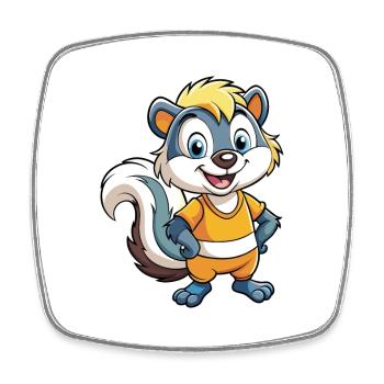 Skunk Niedliche Zeichentrickfigur Kawaii Clipart - Viereckiger Kühlschrankmagnet - Weiß - Vorne