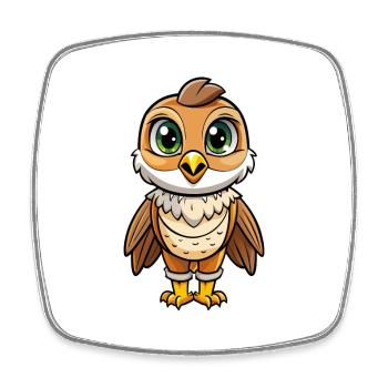 Falcon Cute Cartoon Character Kawaii Clipart - Square fridge magnet - white - Front