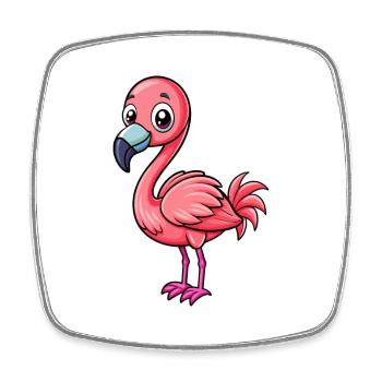 flamant rose mignon personnage de dessin animé Kawaii Clipart - Magnet carré - blanc - Devant
