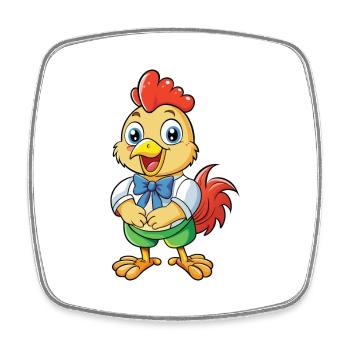 Hahn Niedliche Zeichentrickfigur Kawaii Clipart - Viereckiger Kühlschrankmagnet - Weiß - Vorne