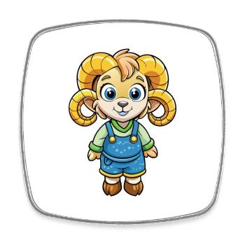 Ram Niedliche Zeichentrickfigur Kawaii Clipart - Viereckiger Kühlschrankmagnet - Weiß - Vorne