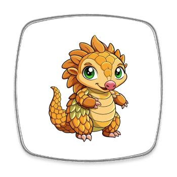 Schuppentier Niedliche Zeichentrickfigur Kawaii Clipart - Viereckiger Kühlschrankmagnet - Weiß - Vorne