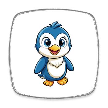Pinguin Niedliche Zeichentrickfigur Kawaii Clipart - Viereckiger Kühlschrankmagnet - Weiß - Vorne