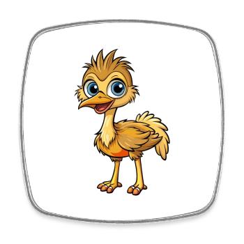 emu mignon personnage de dessin animé kawaii clipart - Magnet carré - blanc - Devant