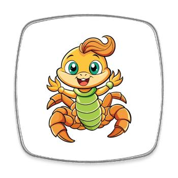 Skorpion Niedliche Zeichentrickfigur Kawaii Clipart - Viereckiger Kühlschrankmagnet - Weiß - Vorne