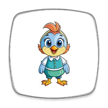 Quail Cute Cartoon Character Kawaii Clipart - Square fridge magnet - white - Front
