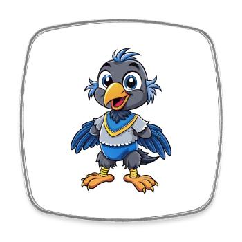 corbeau mignon personnage de dessin animé Kawaii Clipart - Magnet carré - blanc - Devant