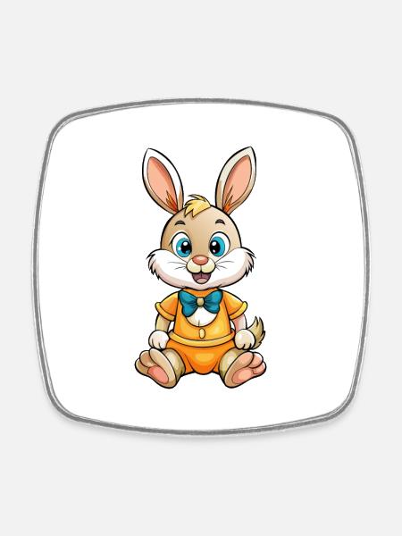 Rabbit Cute Cartoon Character Kawaii Clipart - Square fridge magnet - white