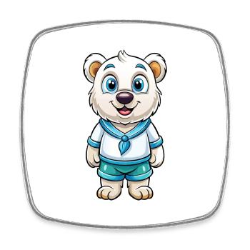 ours polaire mignon personnage de dessin animé Kawaii Clipart - Magnet carré - blanc - Devant