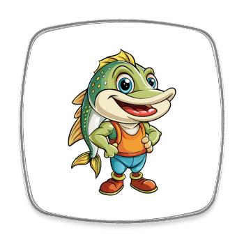 Pike Niedliche Zeichentrickfigur Kawaii Clipart - Viereckiger Kühlschrankmagnet - Weiß - Vorne