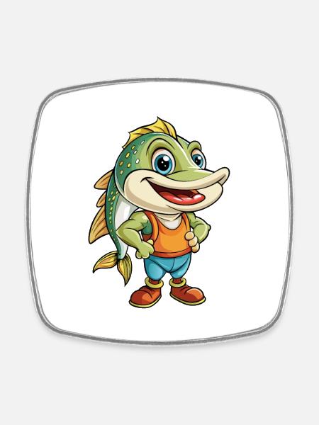 Pike Mignon Personnage De Dessin Animé Kawaii Clipart - Magnet carré - blanc