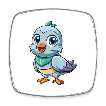 Taube Niedliche Zeichentrickfigur Kawaii Clipart - Viereckiger Kühlschrankmagnet - Weiß - Vorne