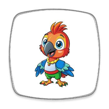 Parrot Cute Cartoon Character Kawaii Clipart - Square fridge magnet - white - Front