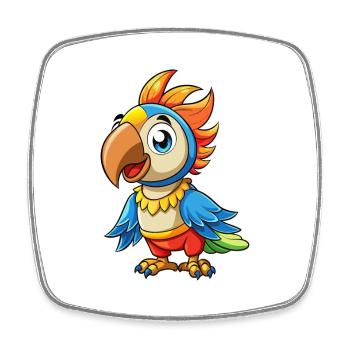 Parrot Cute Cartoon Character Kawaii Clipart - Square fridge magnet - white - Front