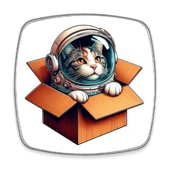 Astronaut Katze - Viereckiger Kühlschrankmagnet - Weiß - Vorne