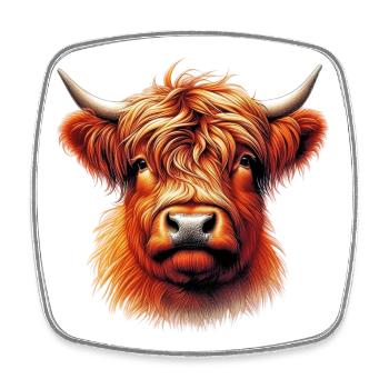 Vache écossaise des Highlands - Magnet carré - blanc - Devant