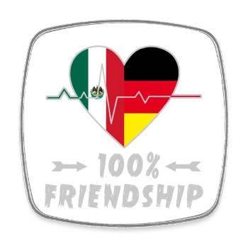 100 % amitié entre le Mexique et l'Allemagne - Magnet carré - blanc - Devant