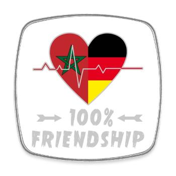 Marokko und Deutschland 100% Freundschaft - Viereckiger Kühlschrankmagnet - Weiß - Vorne