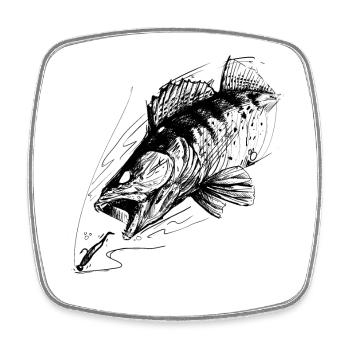 Fish of life! - Fishing Tshirt Zander Attack 2 - Square fridge magnet - white - Front