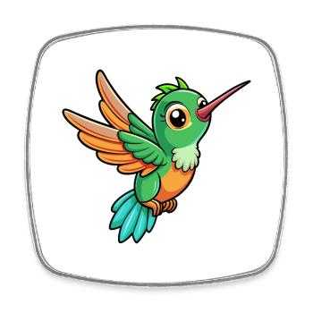 colibri mignon personnage de dessin animé Kawaii Clipart - Magnet carré - blanc - Devant